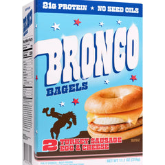 Bronco Breakfast Bagels - Turkey Sausage Egg & Cheese - 11.1oz/2ct