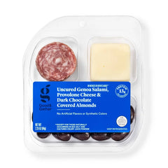 Uncured Genoa Salami, Provolone Cheese and Dark Chocolate Covered Almonds Snacker - 2.25oz - Good & Gather™