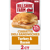 Hillshire Farm Frozen Turkey Bacon Ciabatta Deli Sandwich - 10.78oz/2ct