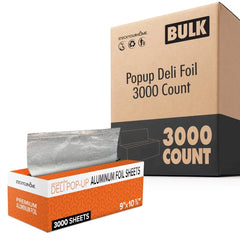 Stock Your Home Pre Cut Deli Aluminum Wraps 3000 Count 9 Inch Pop Up Sheets for Restaurants Burritos Hot Dogs Sandwiches