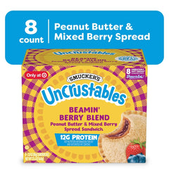 Smucker's Uncrustables Morning Protein Peanut Butter & Mixed Berry Spread Sandwich - 22.4oz/8ct
