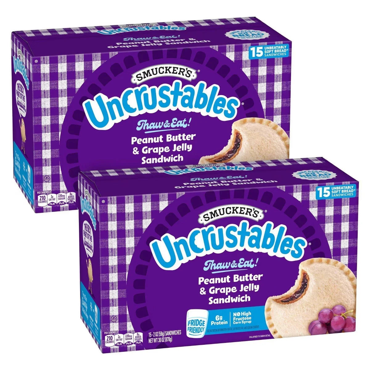 Smucker's 2ct/30oz Uncrustables Frozen Peanut Butter & Grape Jelly Sandwich