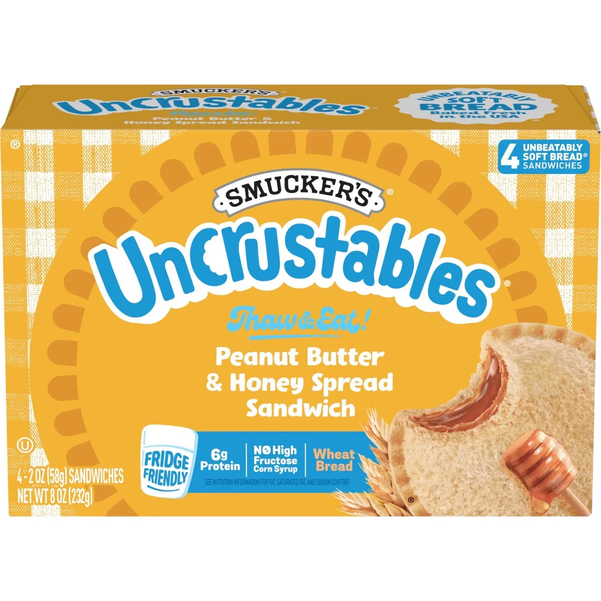 Smucker's Uncrustables Frozen Peanut Butter & Honey Spread Sandwich