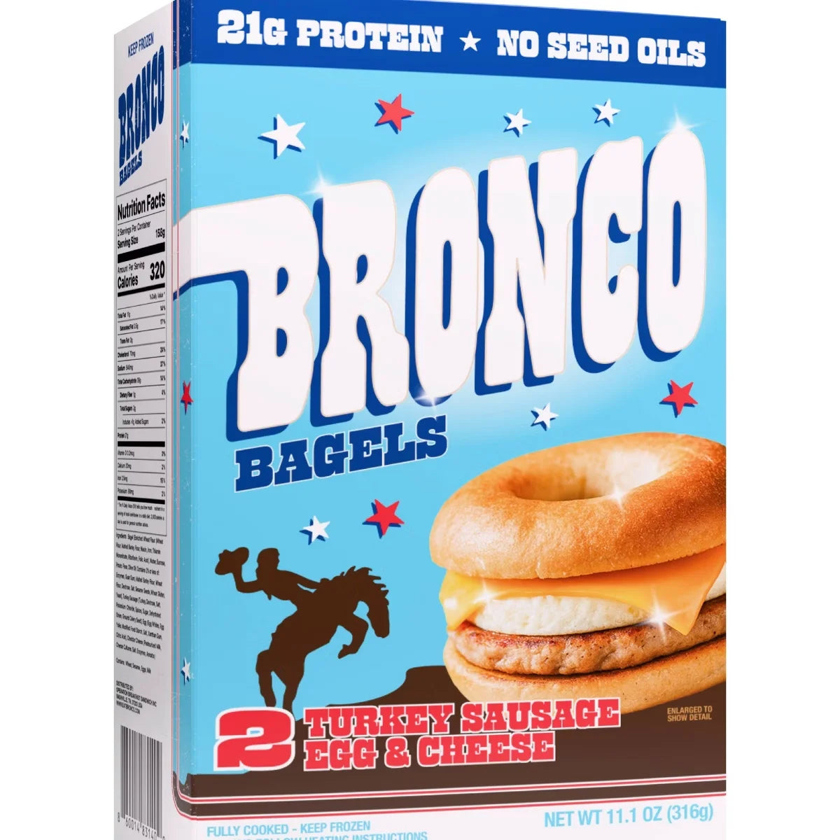 Bronco Breakfast Bagels - Turkey Sausage Egg & Cheese - 11.1oz/2ct