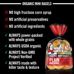 Dave's Killer Bread Plain Awesome Organic Mini Bagels - 15.6oz/12ct