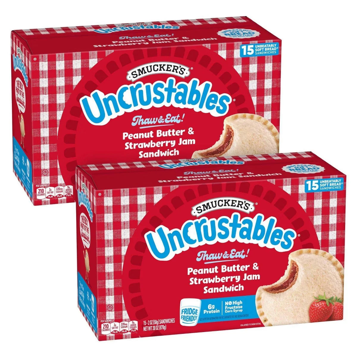 Smucker's 2ct/30oz Uncrustables Frozen Peanut Butter & Strawberry Jam Sandwich