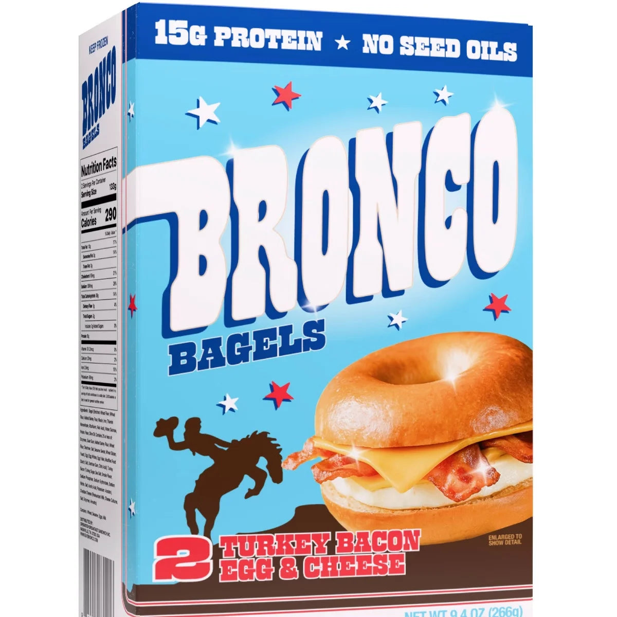 Bronco Breakfast Bagels - Turkey Bacon Egg & Cheese - 9.4oz/2ct