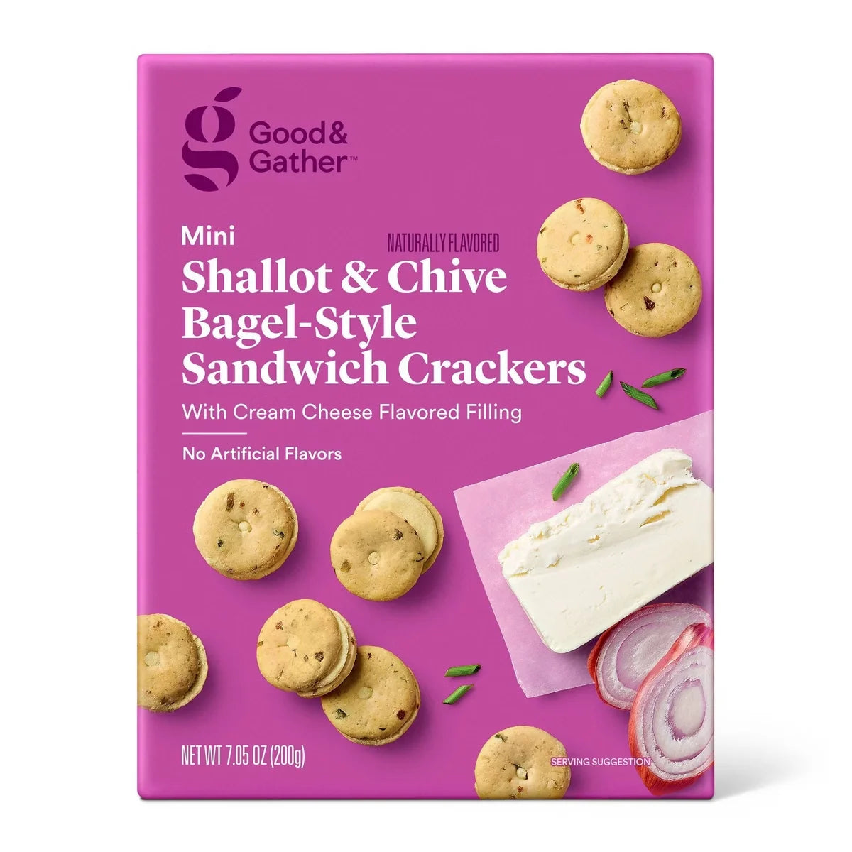 Mini Shallot & Chive Bagel Sandwich Crackers - 7.05oz - Good & Gather™