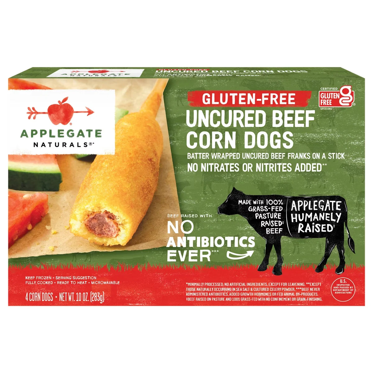 Applegate Gluten Free Frozen Uncured Beef Corn Dogs - 10oz/4ct