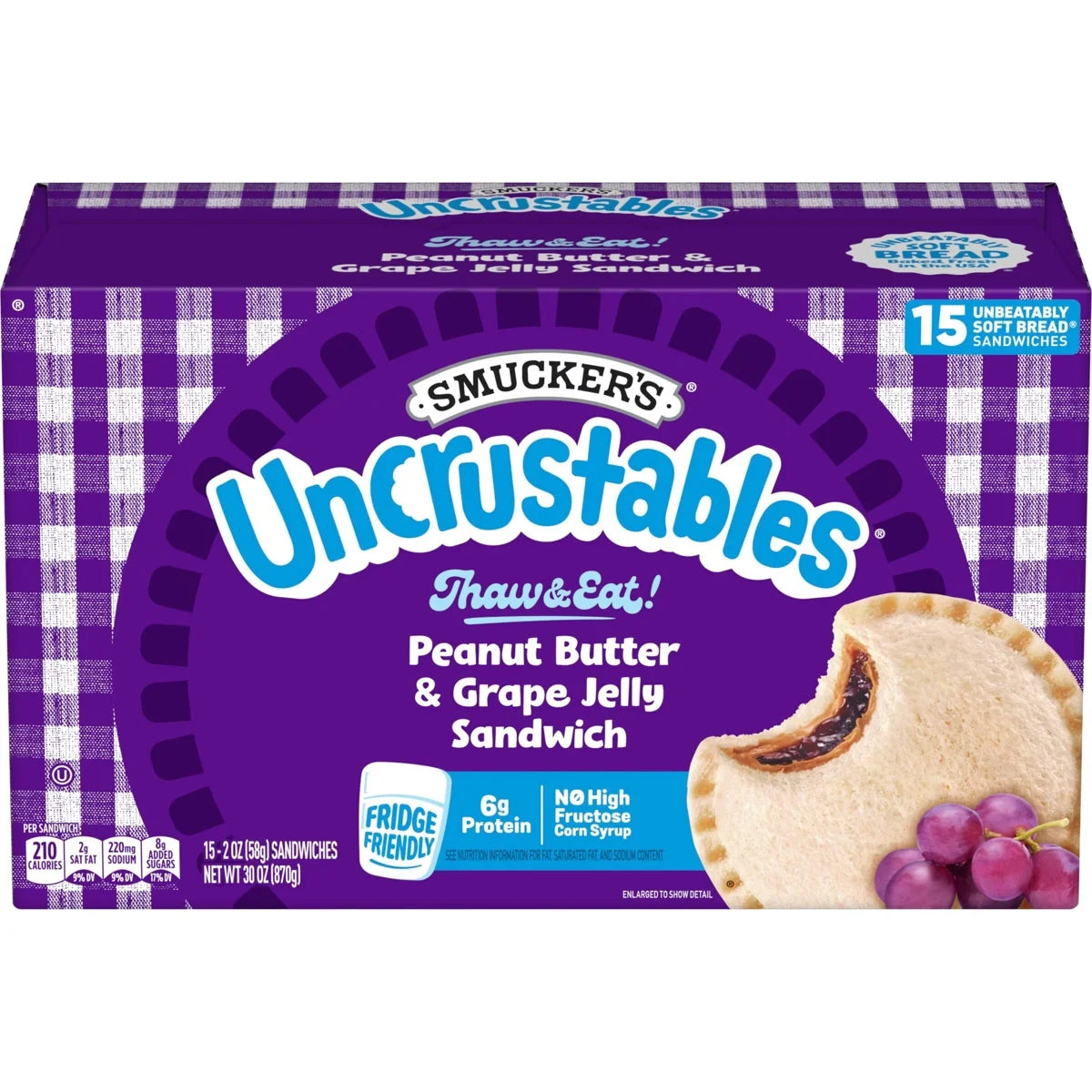 Smucker's Uncrustables Frozen Peanut Butter & Grape Jelly Sandwich
