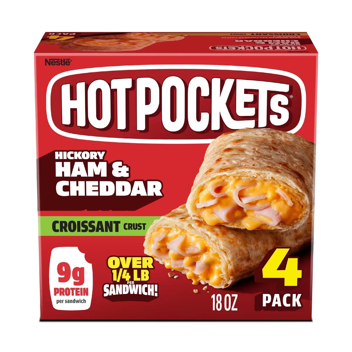 Hot Pockets Croissant Crust Ham & Cheddar Frozen Snacks - 18oz/4ct