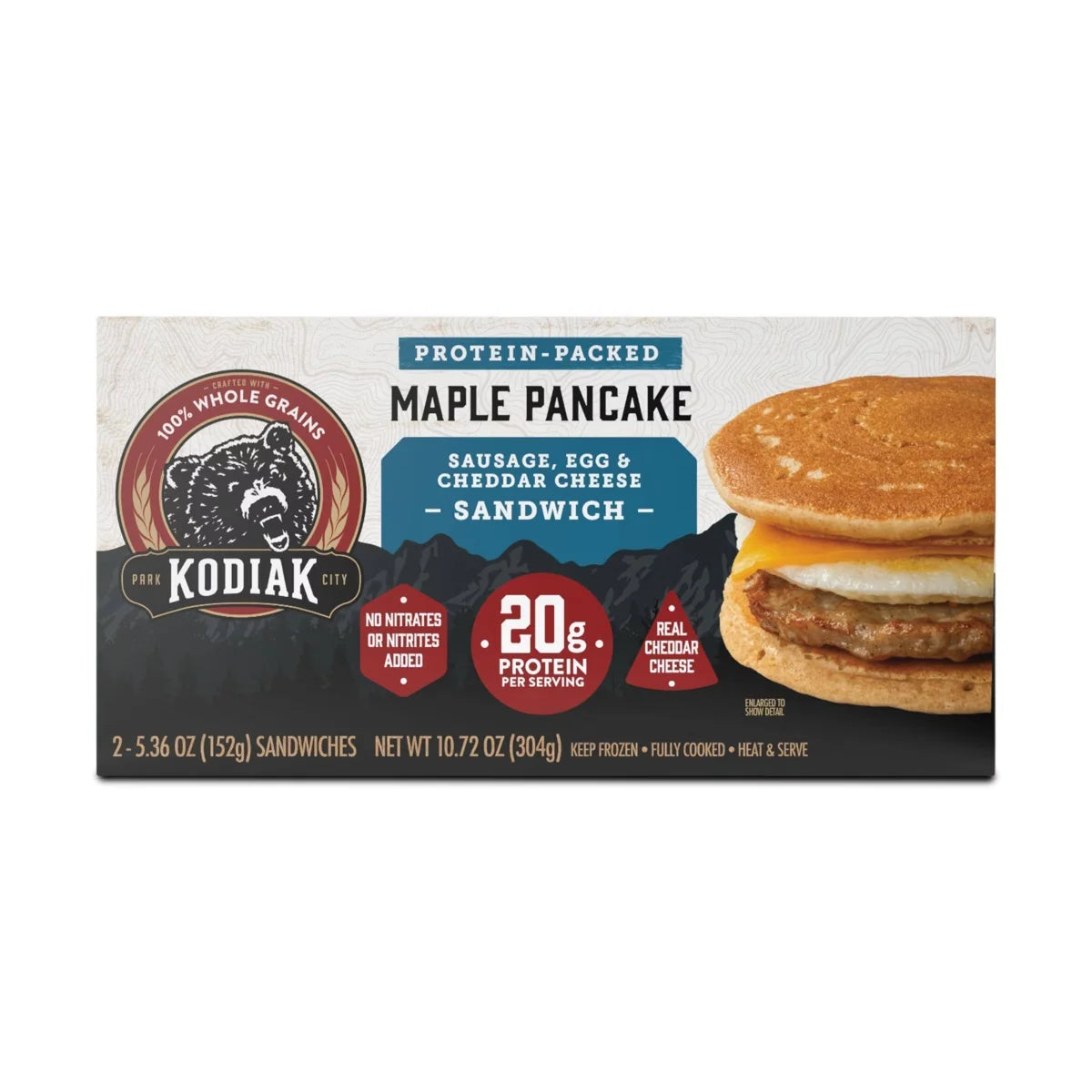 Kodiak Cakes Frozen Breakfast Sandwich Sausage and Cheddar Cheese - 10.72oz/2ct